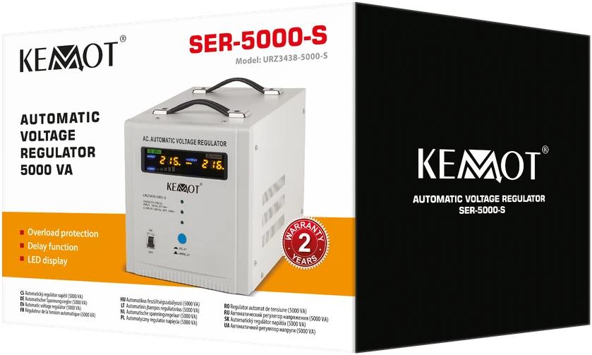 KEMOT SER-5000-S automatinis įtampos stabilizatorius, tikslumas 8%