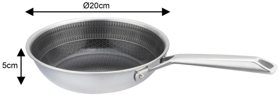 Keptuvė stal danga non-stick honeycomb, śr.20cm 1,3l vcasa