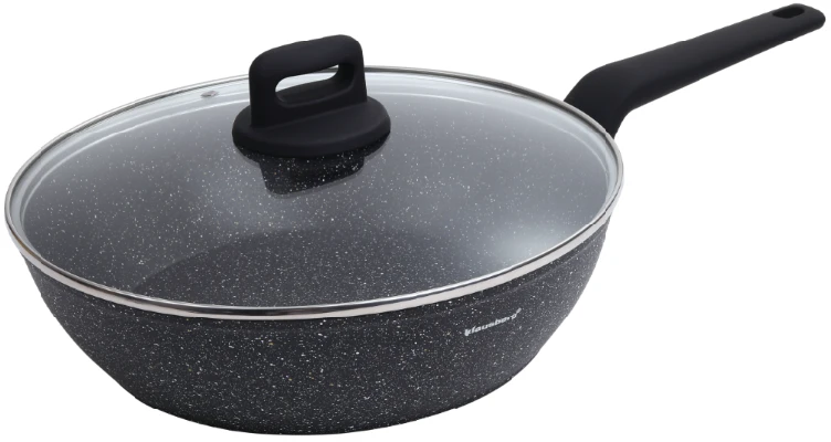 Keptuvė su dangteliu, spalva juoda-marmurek, śr.28cm klausberg