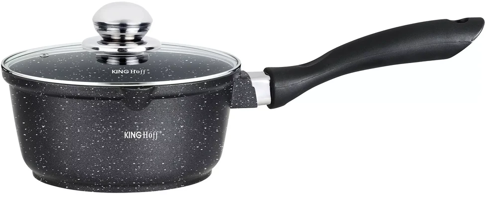 King Hoff KH-1600 Marmurinis puodas Ø16cm / 1,3L su stikliniu dangteliu