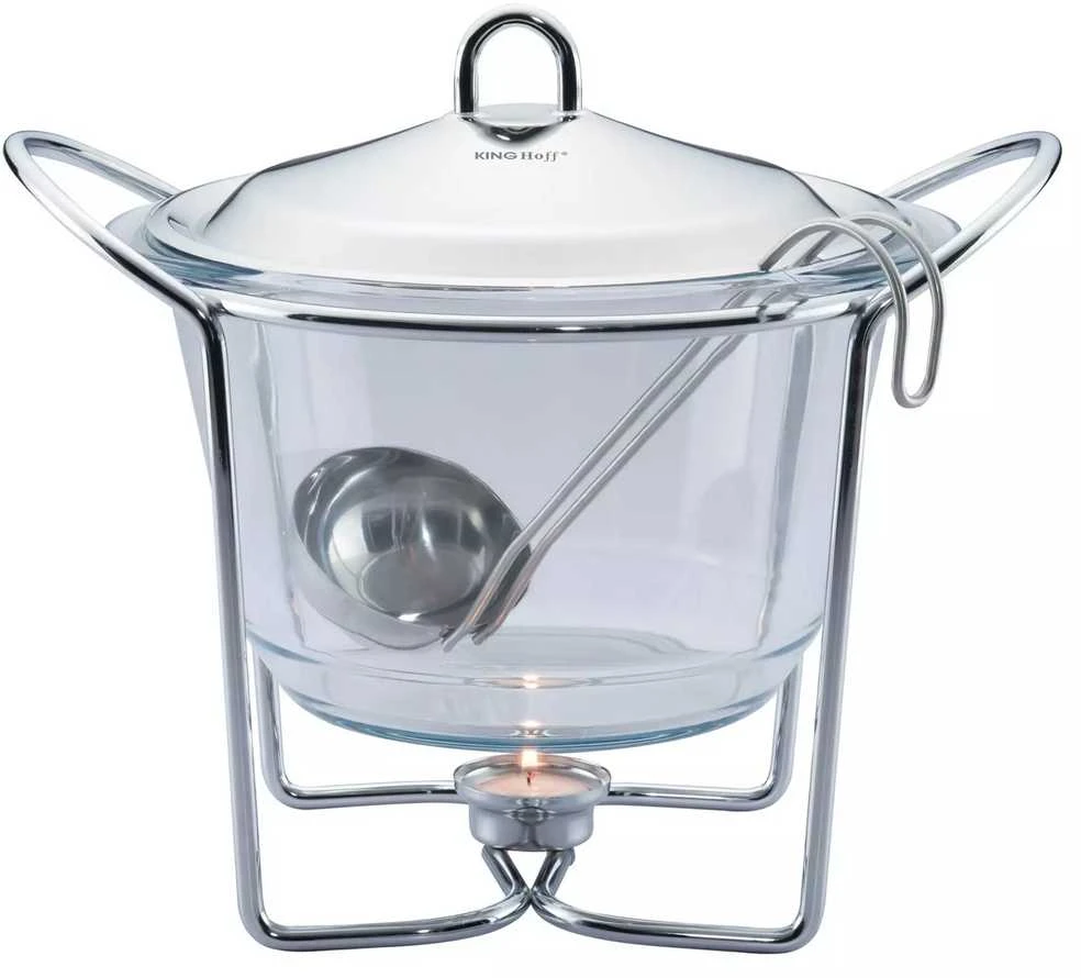 King Hoff Podgrzewacz Maisto šildytuvas, stiklinis - plieno, 4 l, „Kinghoff“