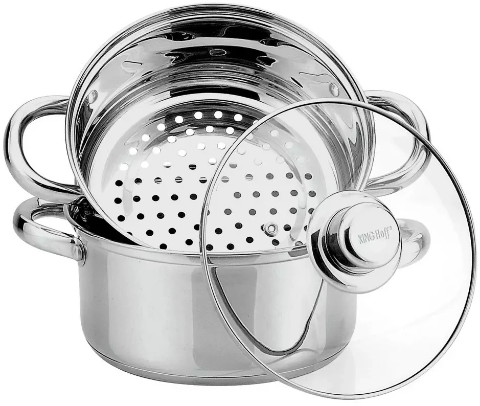 King Hoff Puodas do gotowania na parze, stal komplektas 3 elementy śr.18cm 2,5l kinghoff