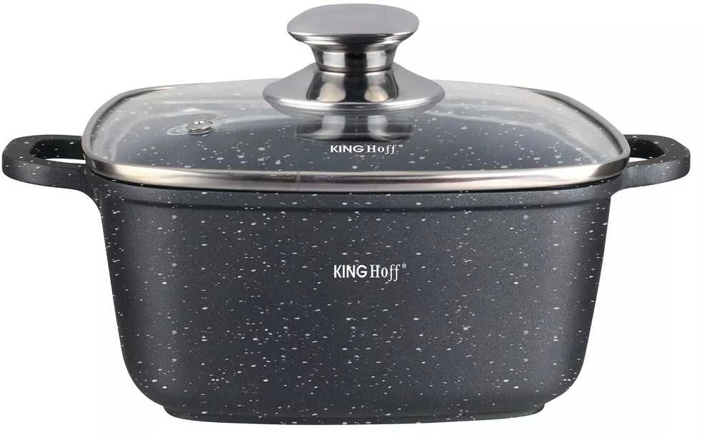 King Hoff Puodas Puodas su marmurine danga, 28x28cm, 6.5l, juodas, kinghoff