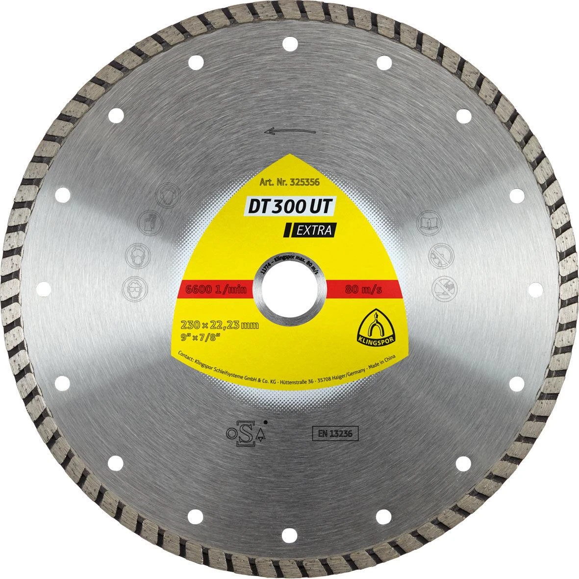 KLINGSPOR TURBO DIAMOND DELIANTYS 125 mm x 1,9 mm x 22,2 mm EXTRA DT300UT, BETONAS