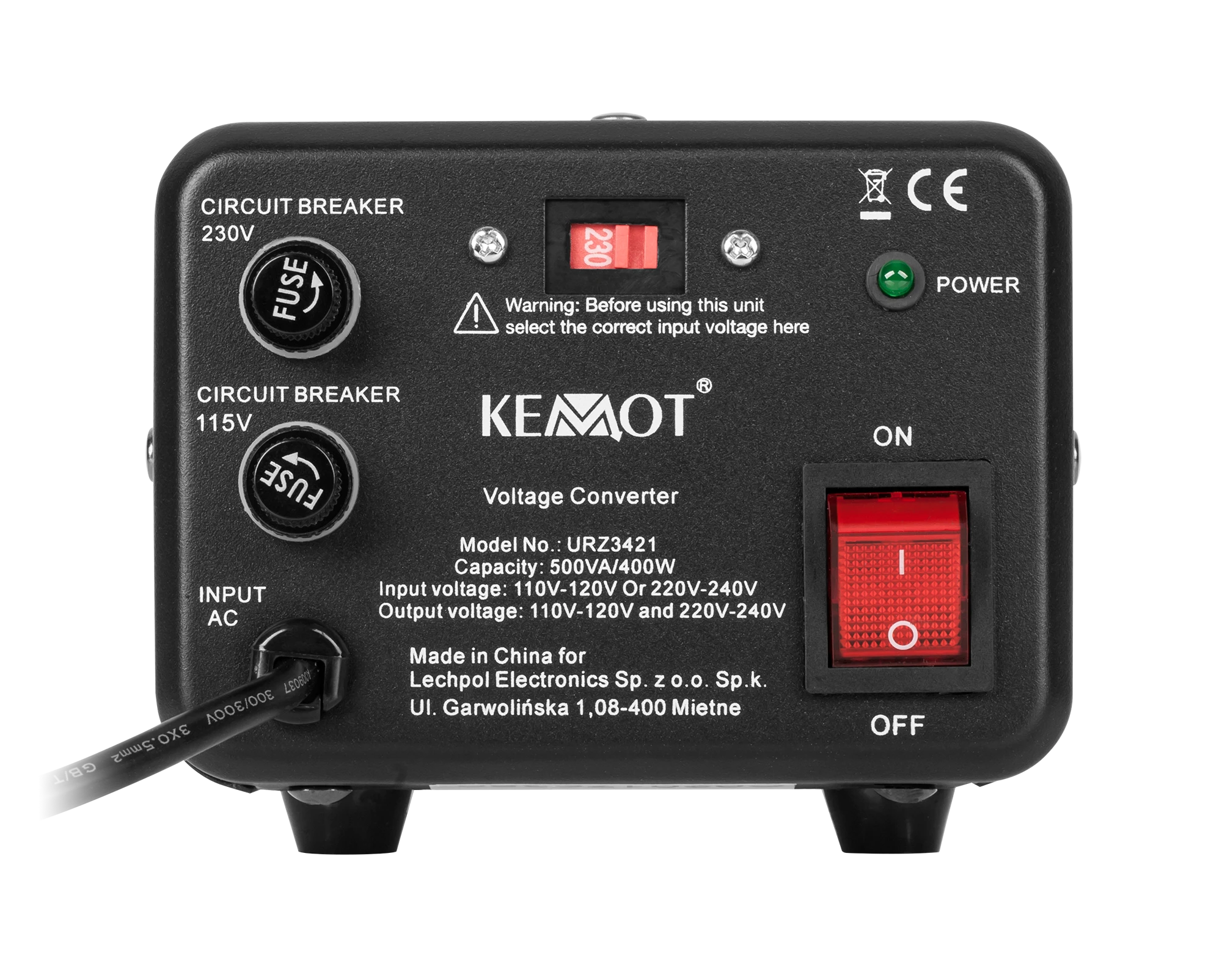 Kemot Oem Įtampos keitiklis AC/AC iš 230V>115V / 115V>230V 400W 500VA