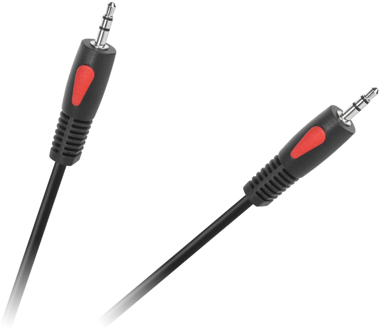 AUX 3.5mm laido jungtys su raudonu akcentu