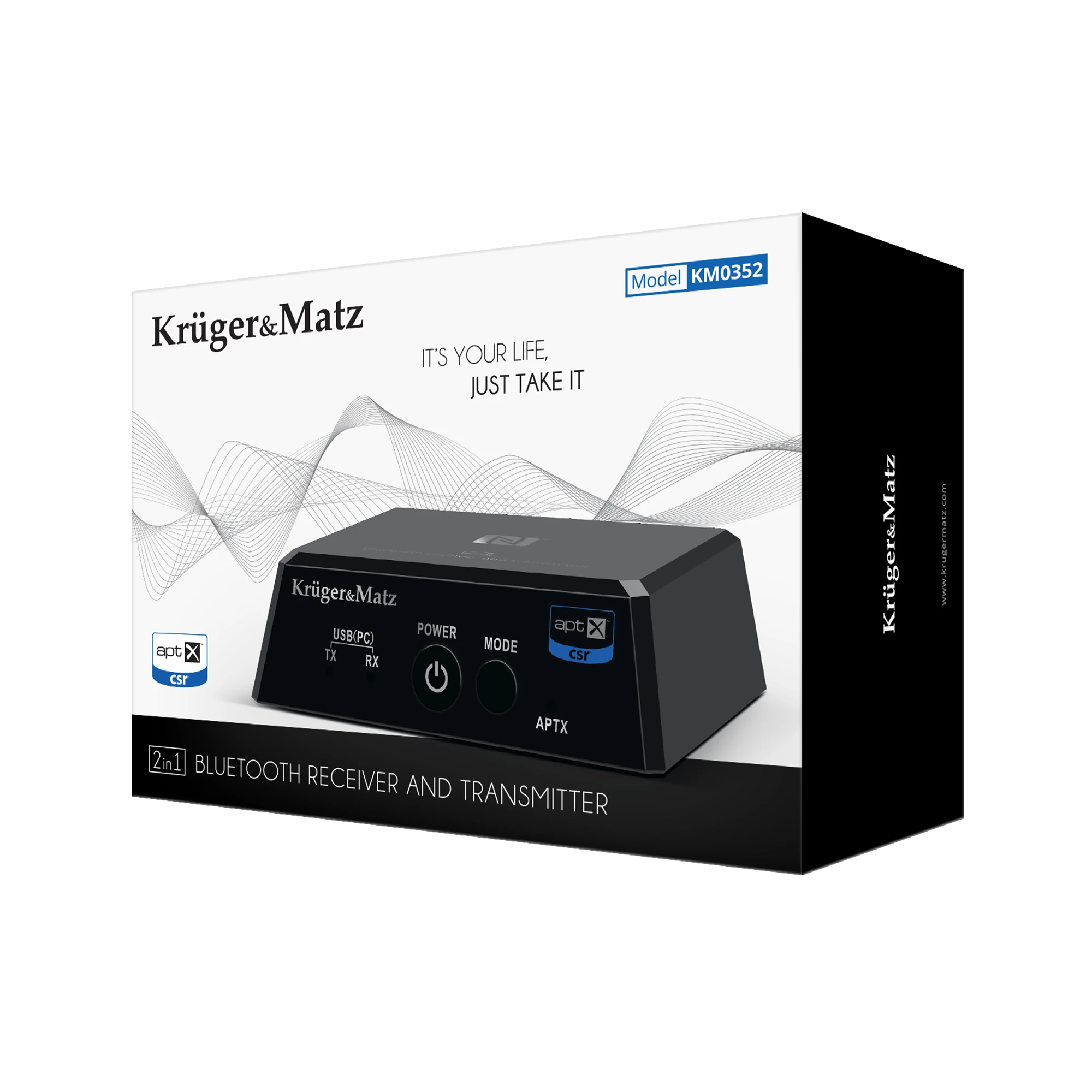 Kruger & Matz 2in1 Bluetooth HiFi garso imtuvas ir siųstuvas (Apt-X, NFC) BT-1 modelis