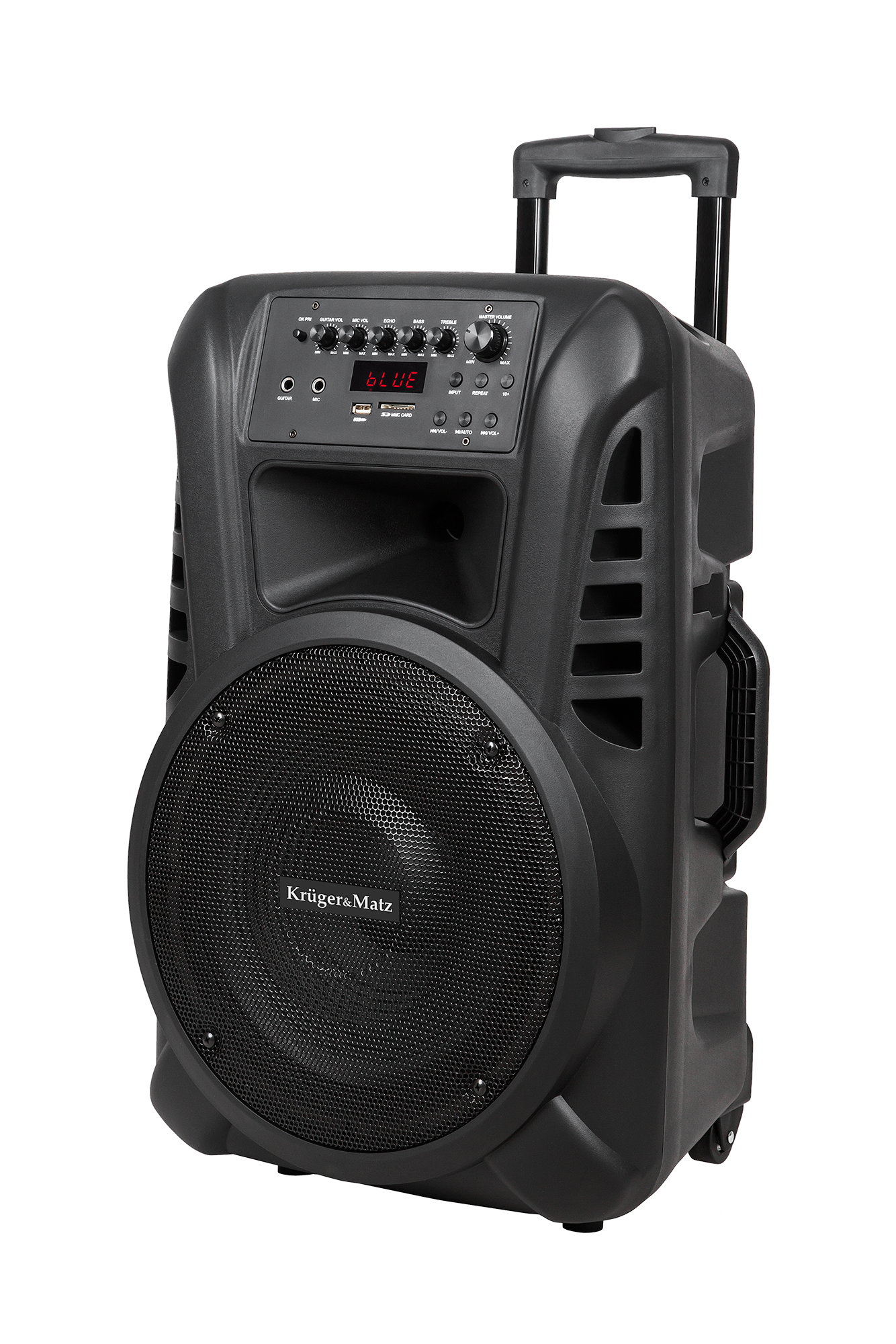 Kruger & Matz Aktyvus garsiakalbis (su 2 belaidžiais mikrofonais UHF, SD, Bluetooth, FM, USB) 40 W