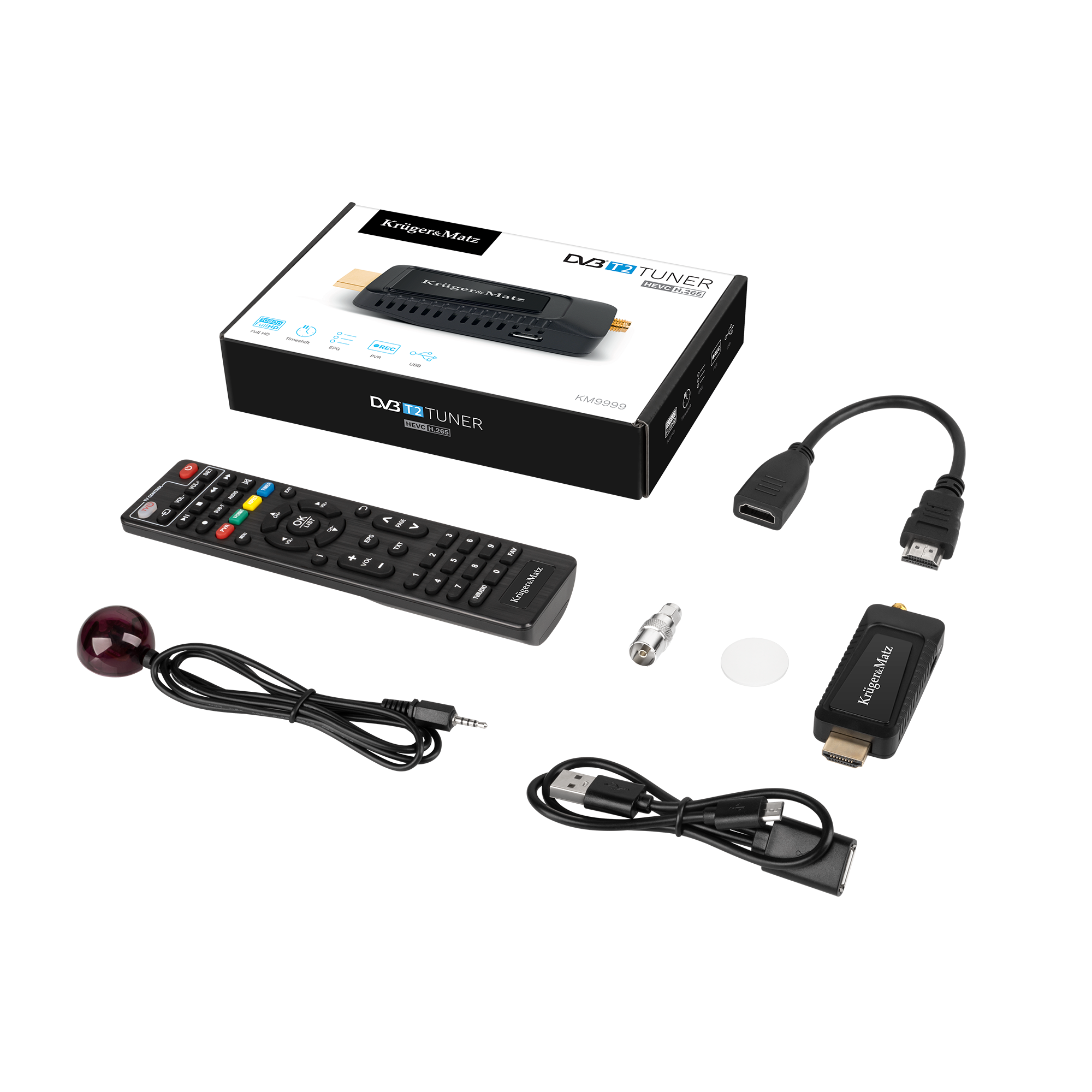 Kruger & Matz DVB-T2 HEVC H.265 mini imtuvas per HDMI
