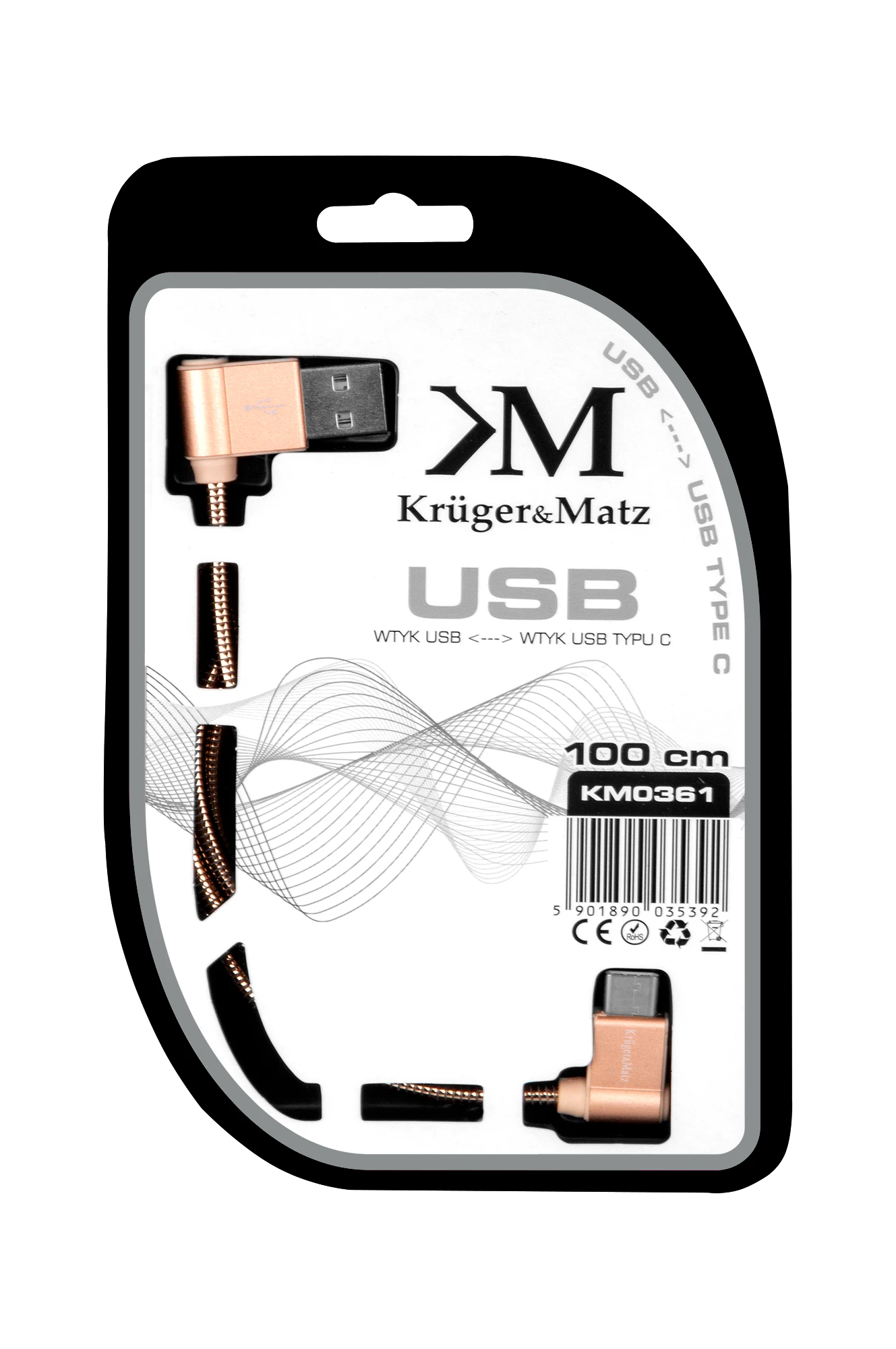 Kruger & Matz USB - USB-C kampinis 1m