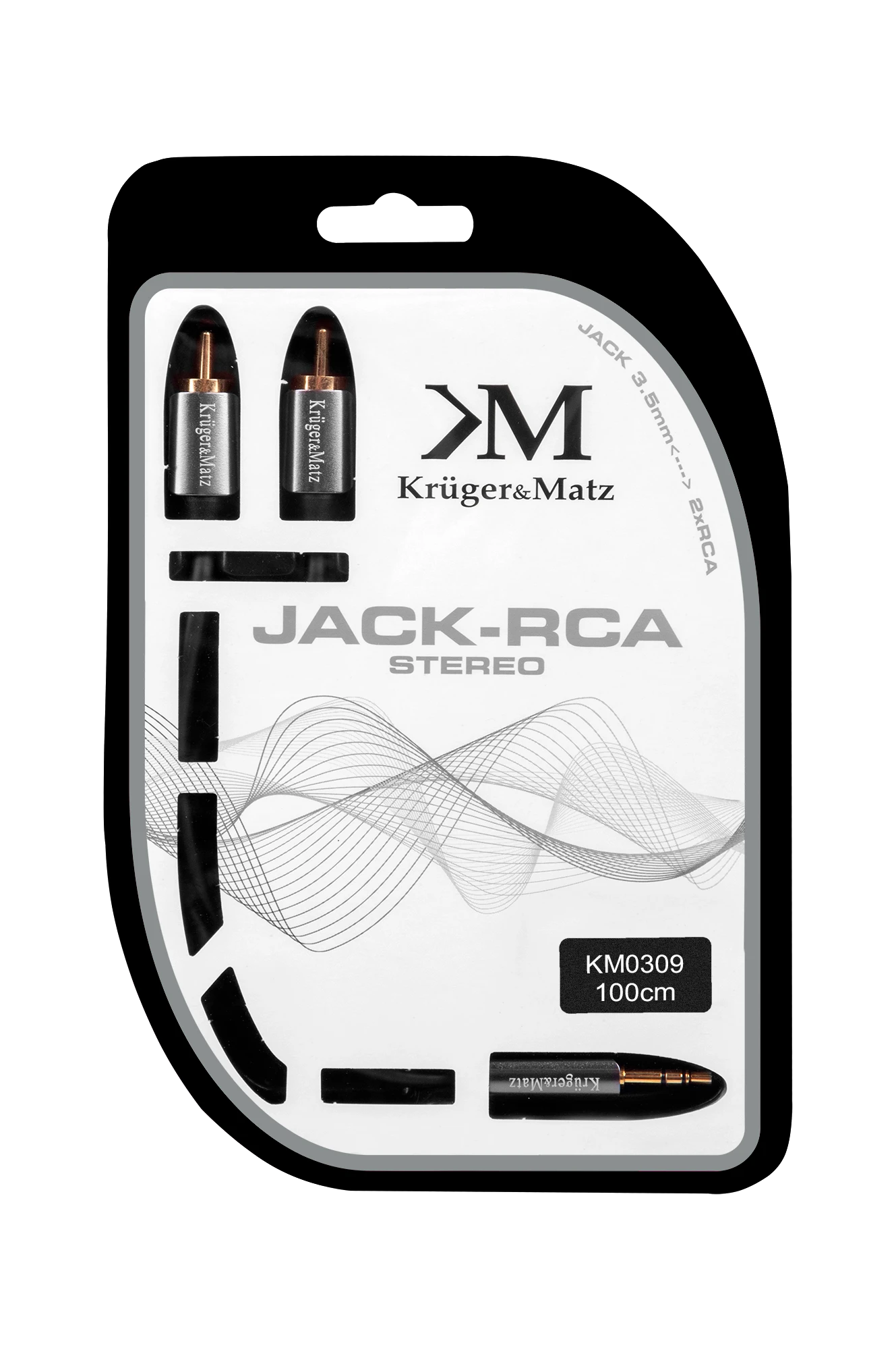 Kruger & Matz audio kabelis 1m pakuotėje