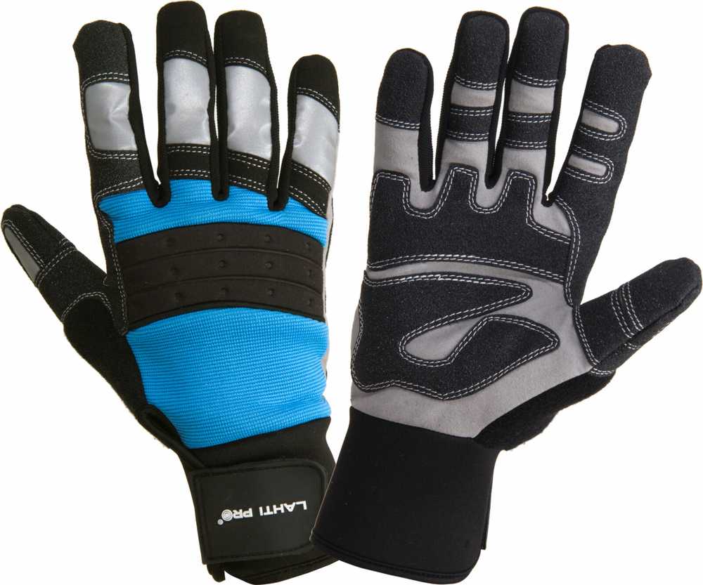 Lahti Pro Rękawice Dirbtuvių pirštinės juodos-mėlynos l280708p, kartonas, "8", ce, Lahti