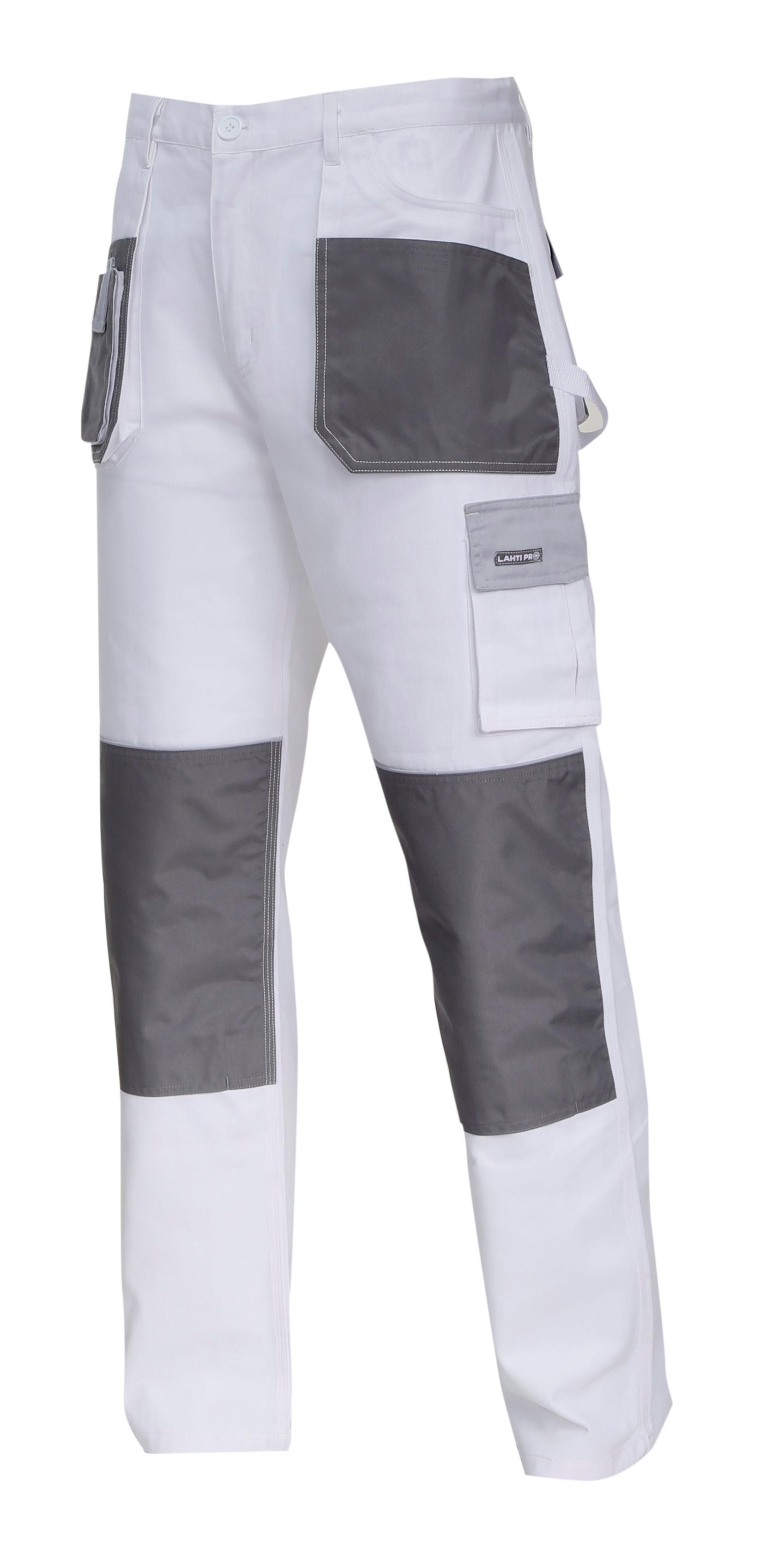 Lahti Pro Kelnės Baltos ir pilkos kelnės, 100 % medvilnė, „3xl (60)“, ce, lahti