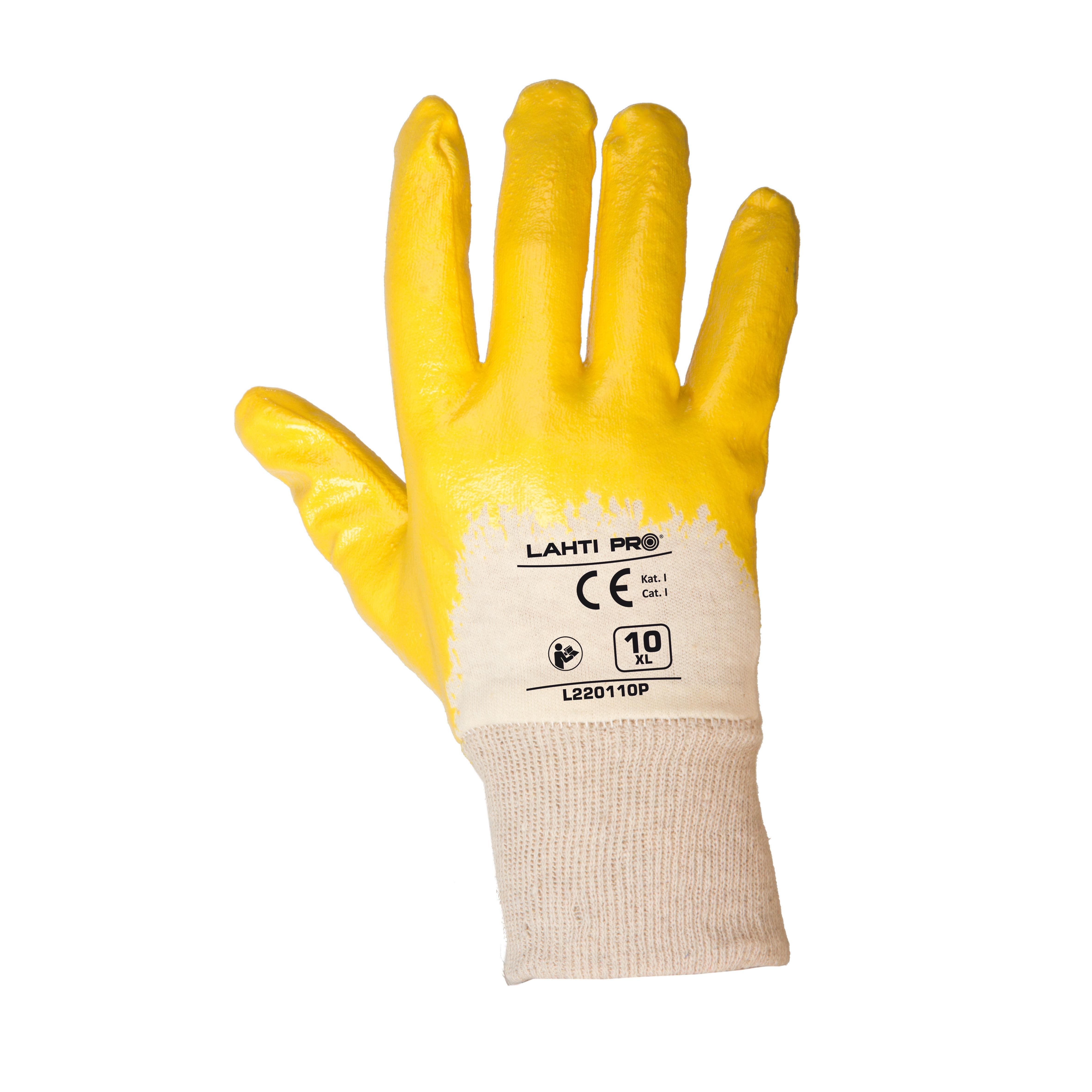 Lahti Pro Rękawice Nitrilo pirštinės geltonos ir baltos l220109p, 12 porų, "9", ce, Lahti