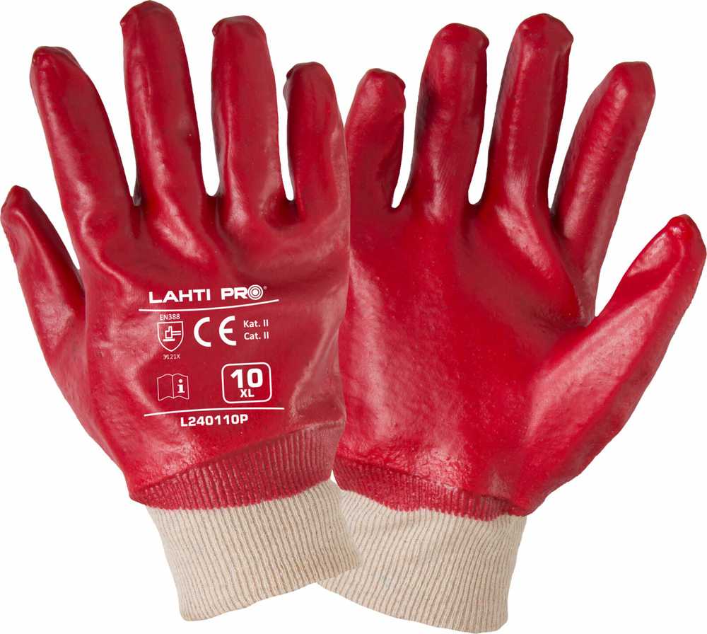 Lahti Pro Rękawice Raudonos PVC pirštinės l240109p, 12 porų, "9", ce, Lahti