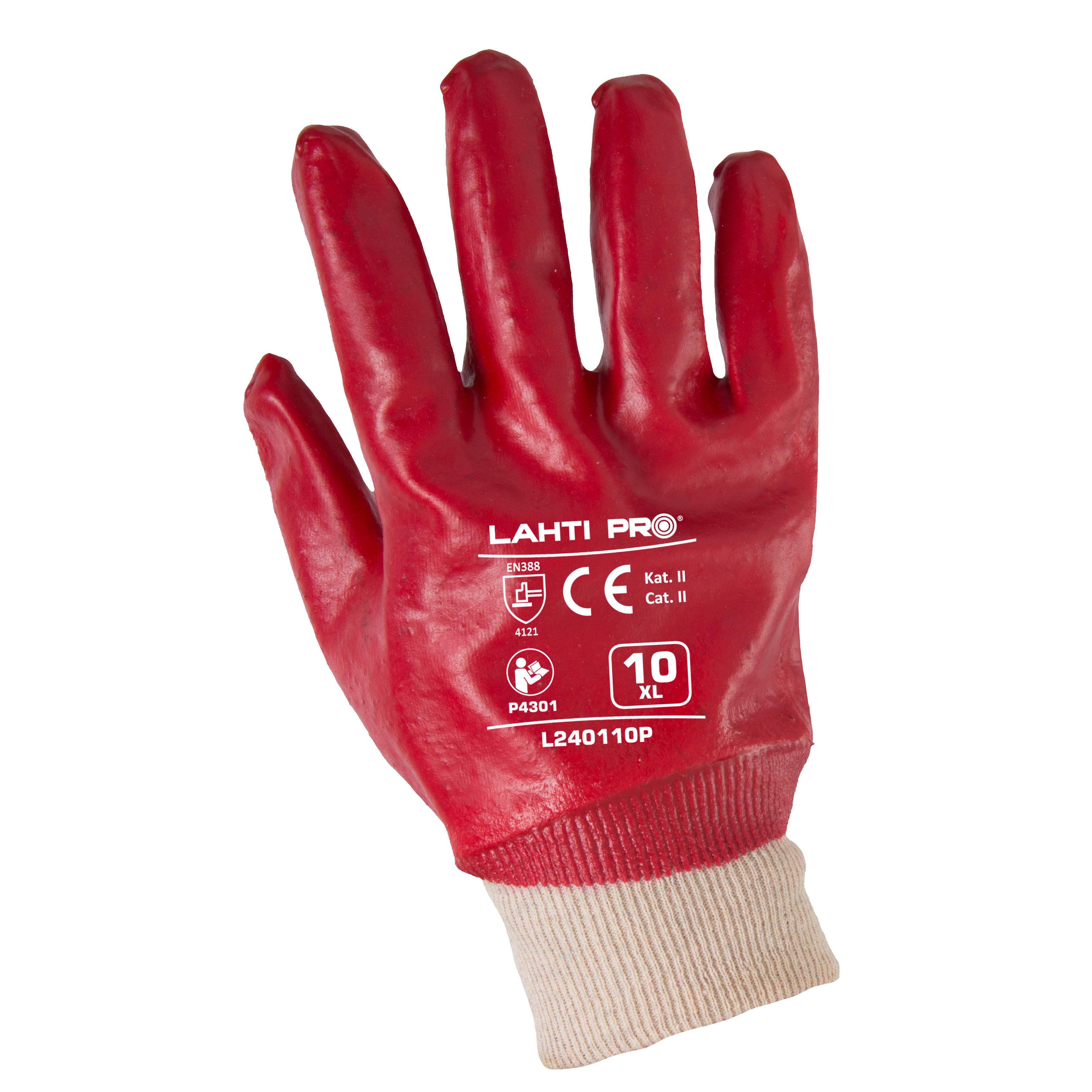 Lahti Pro Rękawice Raudonos PVC pirštinės l240109p, 12 porų, "9", ce, Lahti