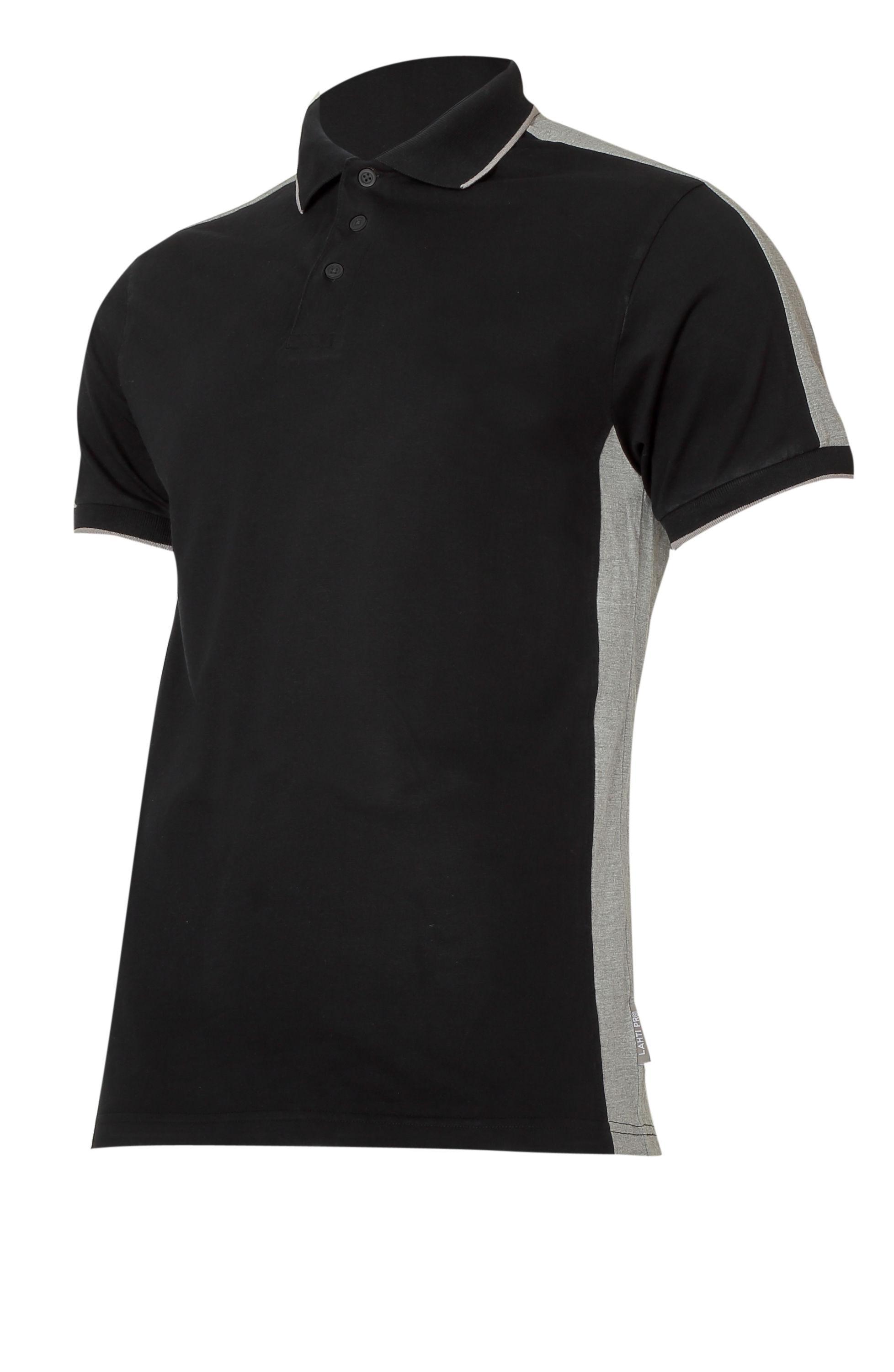 Lahti Pro Marškinėliai Polo marškinėliai 190g/m2, juodi ir pilki, "L", ce, Lahti