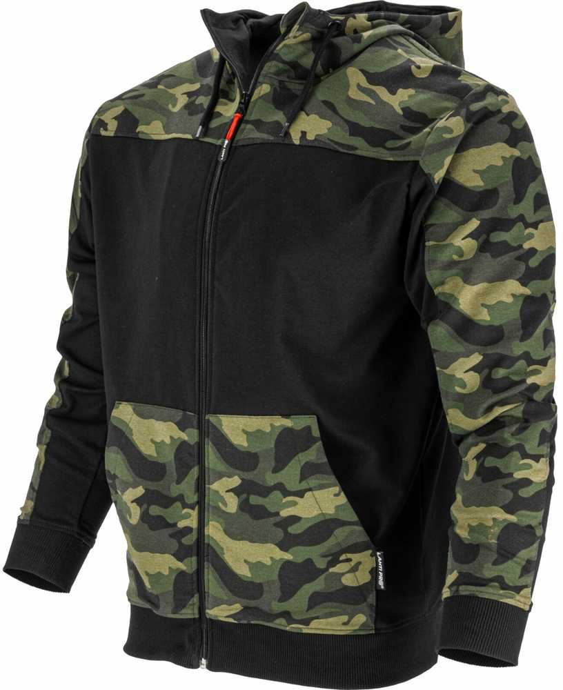 Lahti Pro Bluza, Megztinis su gobtuvu ir užtrauktuku, žalias ir juodas kamufliažinis raštas, „m“, ce, lahti