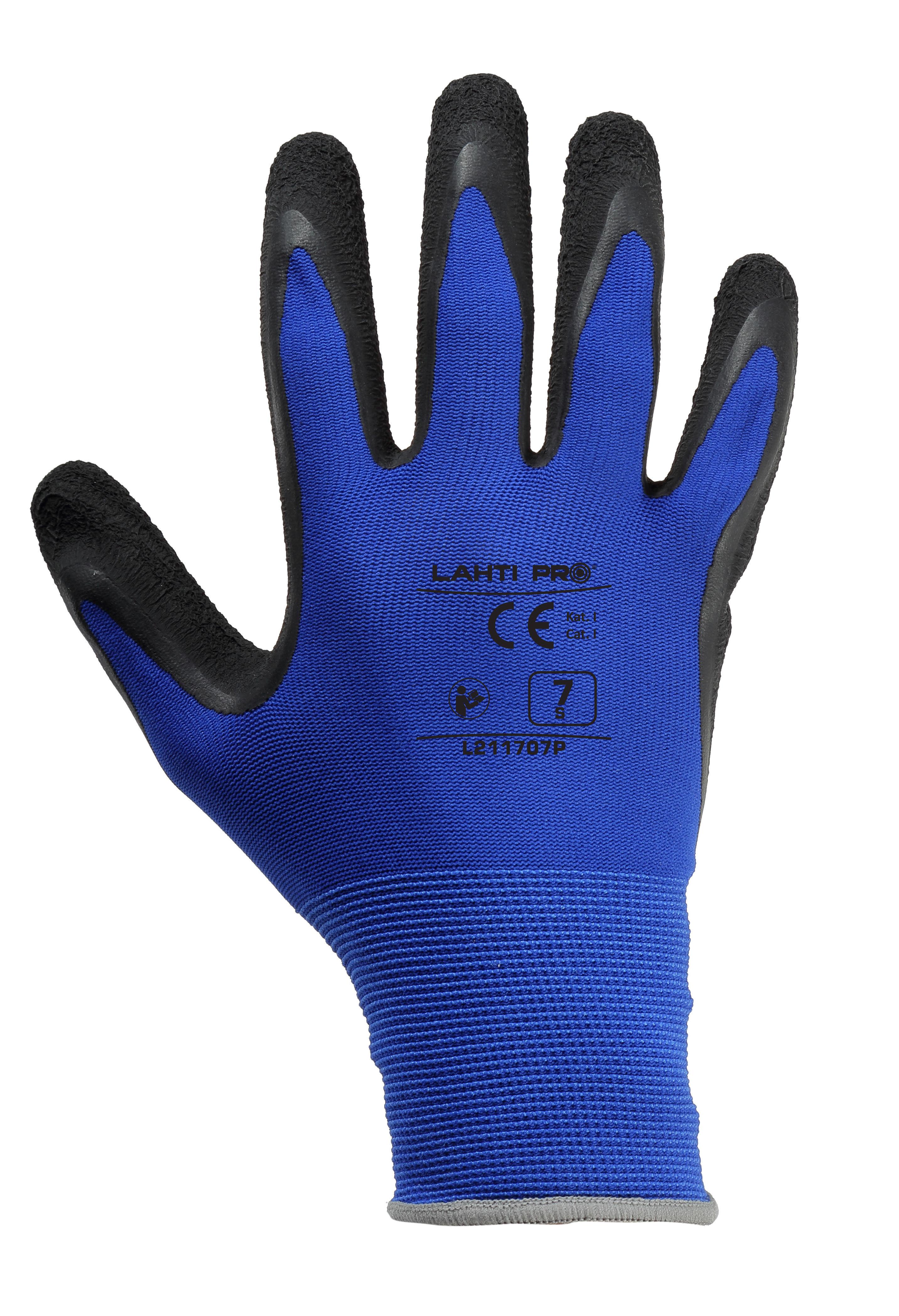 Lahti Pro Rękawice Juodos ir mėlynos latekso pirštinės l211707p, kartonas, "7", ce, Lahti
