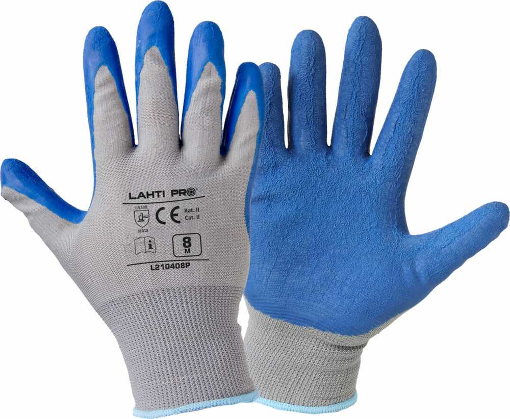 Lahti Pro Rękawice Latekso pirštinės mėlynai pilkos l210409p, kartonas, "9", ce, Lahti