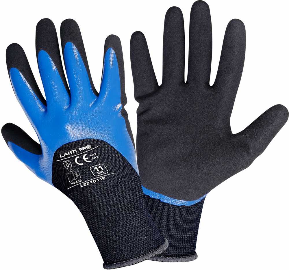 Lahti Pro Rękawice Nitrilo pirštinės juodos ir mėlynos l221010p, kartonas, "10", ce, Lahti