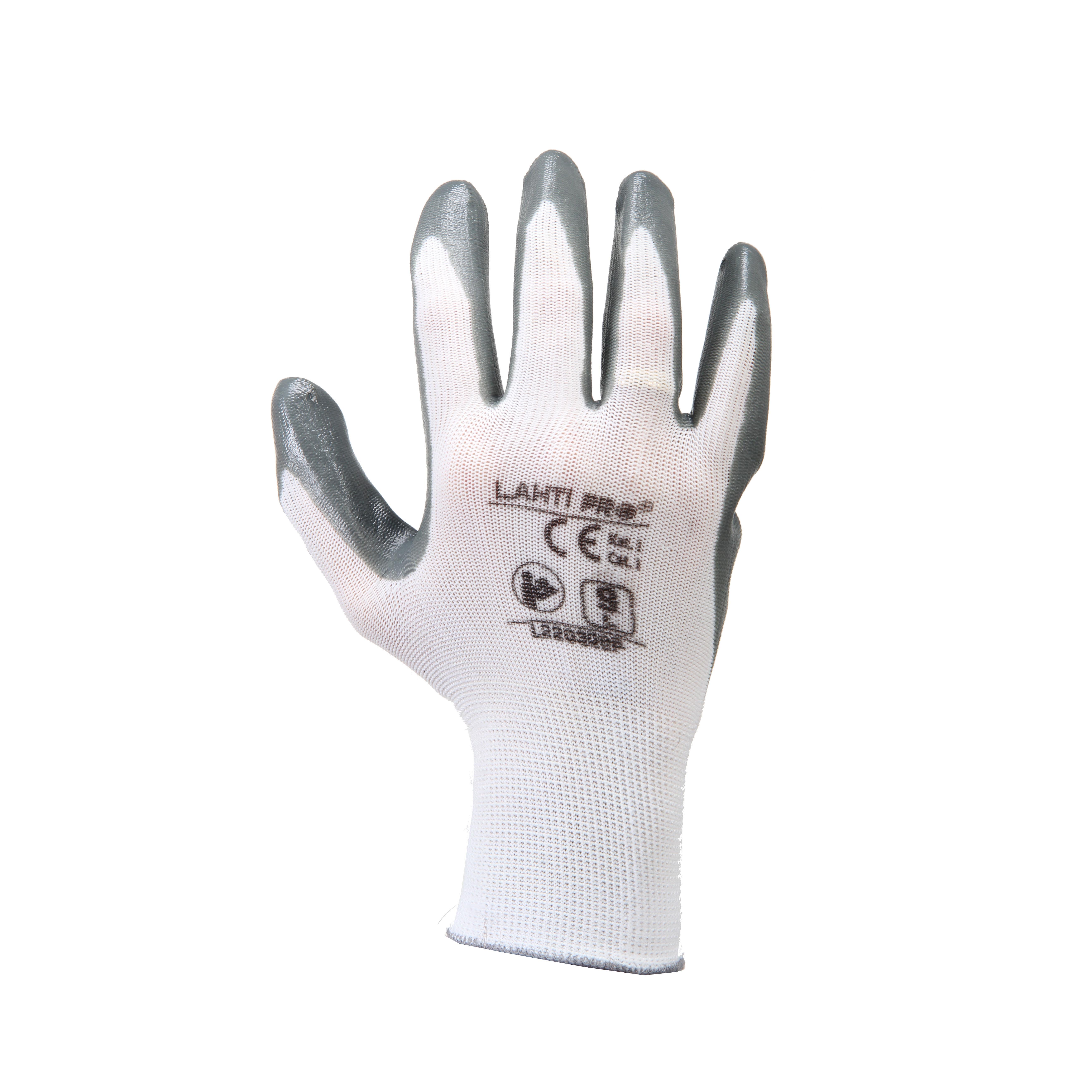 Lahti Pro Rękawice Nitrilo pirštinės, pilkos ir baltos, l220307p, 12 porų, "7", ce, Lahti