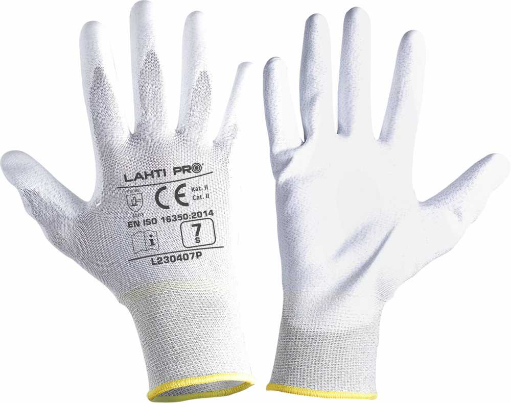 Lahti Pro Rękawice PU antistatinės pirštinės, baltos l230411p, kartonas, "11", ce, Lahti