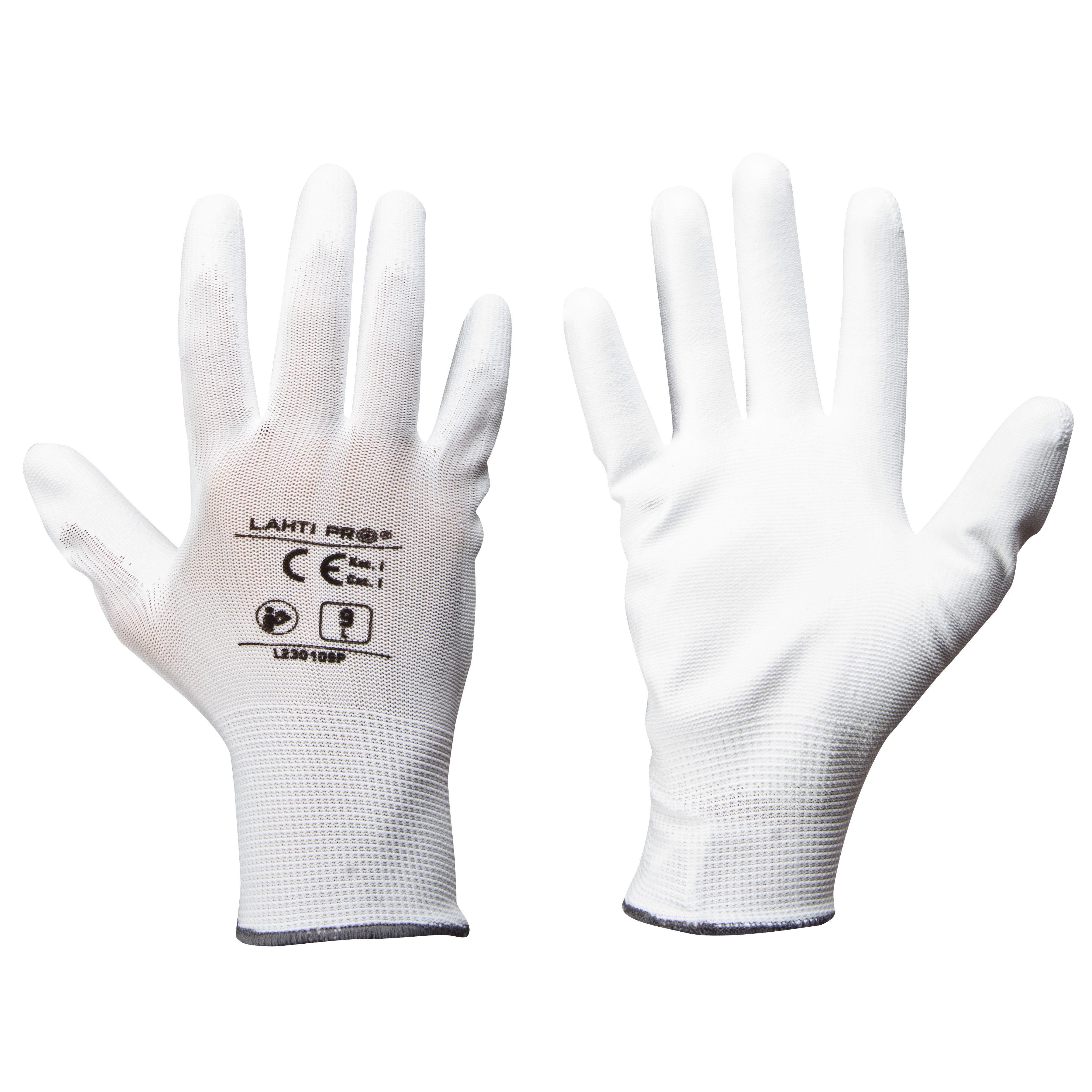 Lahti Pro Rękawice PU pirštinės, baltos l230109p, 12 porų, "9", ce, Lahti