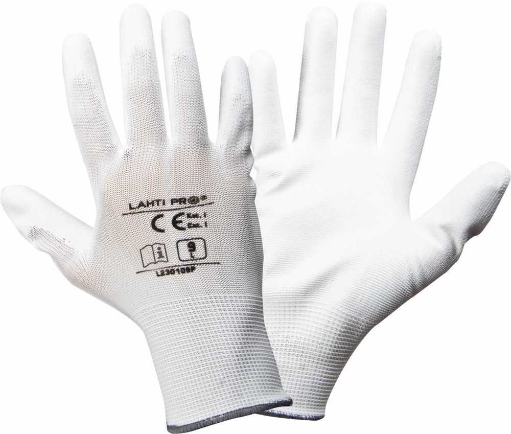 Lahti Pro Rękawice PU pirštinės baltos l230109p, kartonas, "9", ce, Lahti