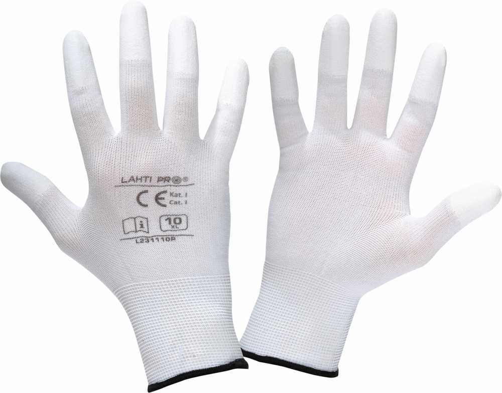 Lahti Pro Rękawice PU pirštinės, pirštams nelaidios, baltos l231111p, kartonas, "11", ce,lahti