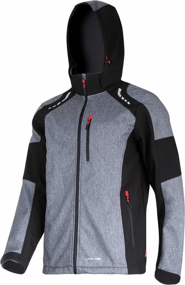 Lahti Pro Striukė Softshell striukė su gobtuvu, pilka-juoda-raudona, "xl", ce, lahti