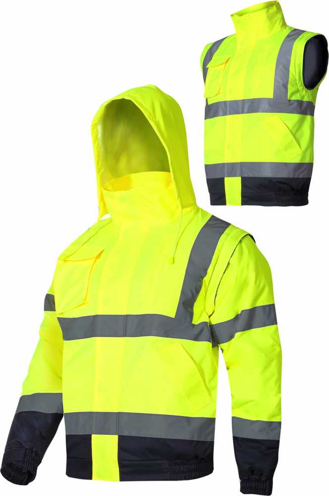Lahti Pro Striukė Izoliuota įspėjamoji liemenė su rankovėmis, geltona, "2xl", CE, Lahti