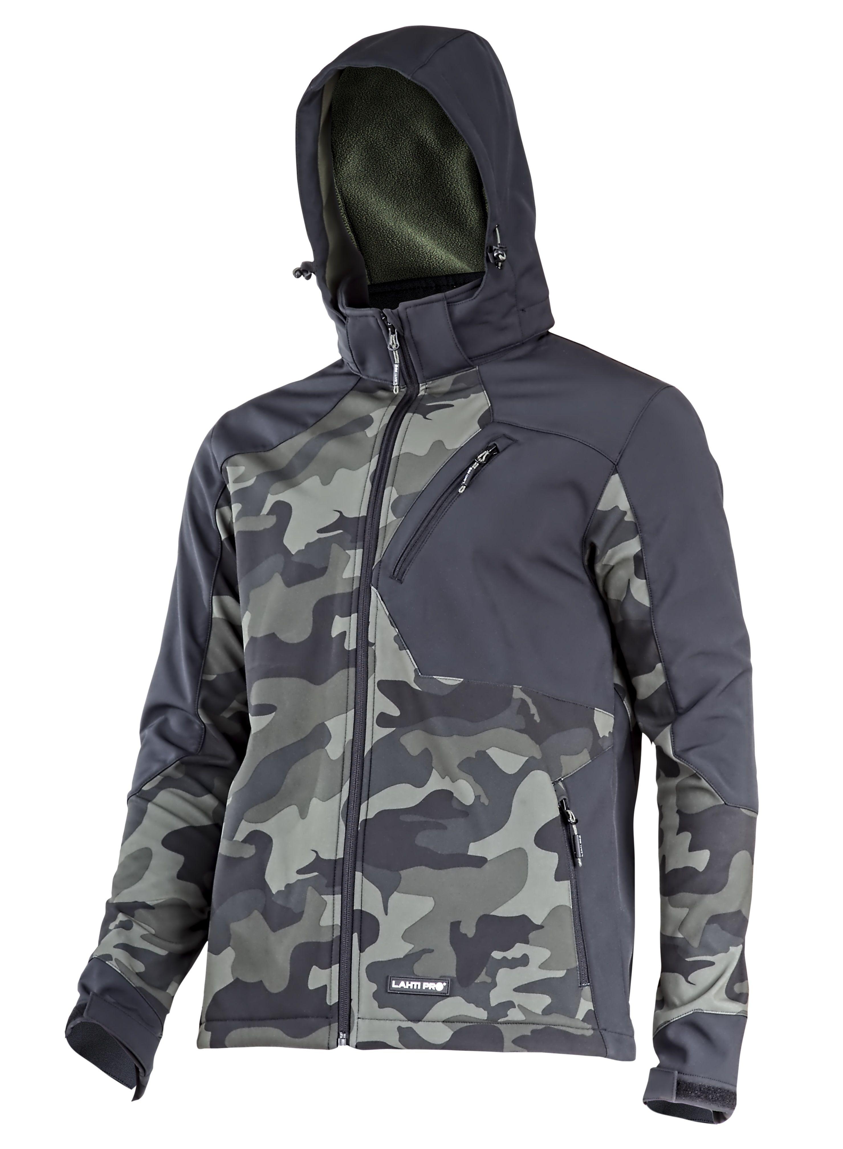 Lahti Pro Striukė Softshell striukė su gobtuvu, žaliai juodai maskuojanti, "3xl", ce, lahti