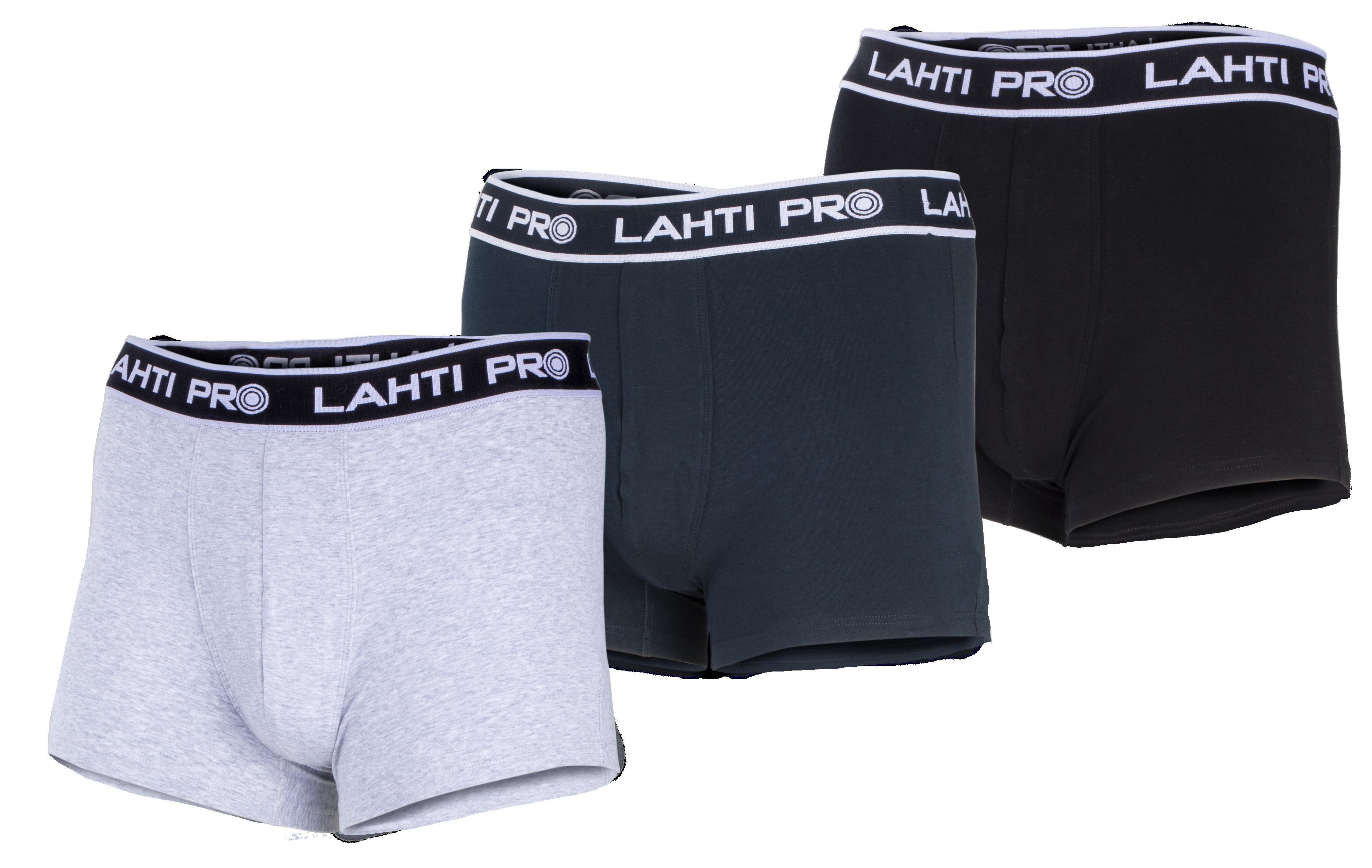 Lahti Pro Trumpikės Vyriški bokseršortai, juodi, pilki, tamsiai mėlyni, 3 poros, "s", Lahti