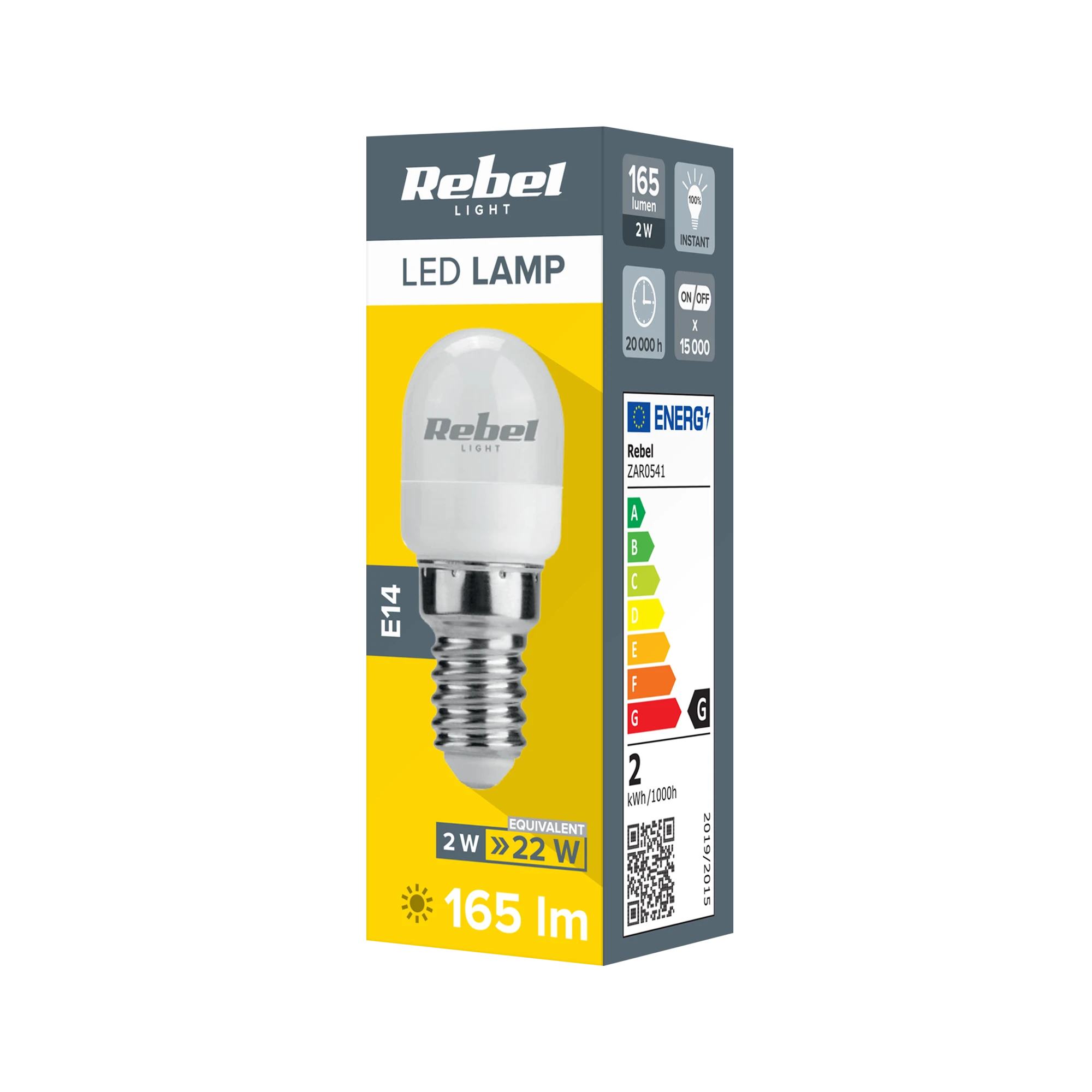 Led lempa šaldytuvui Rebel 2W E14, 6500K.230V