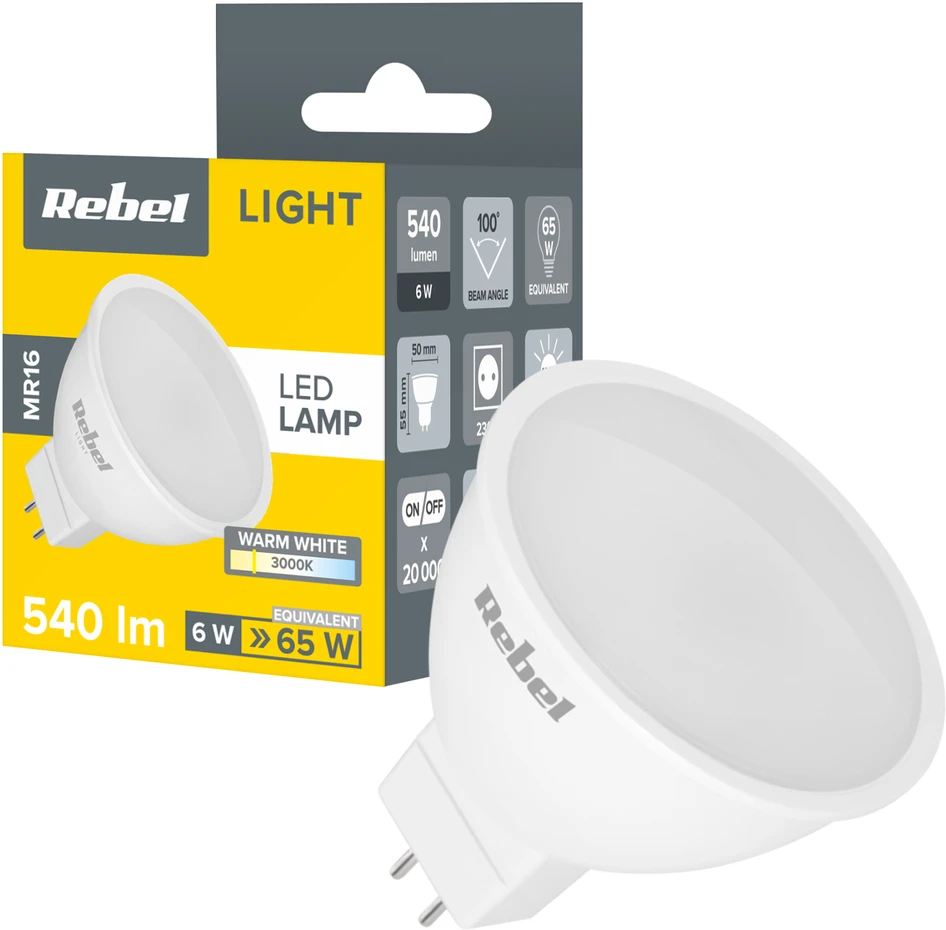 Rebel Led lempa 6W, MR16, 3000K, 230V
