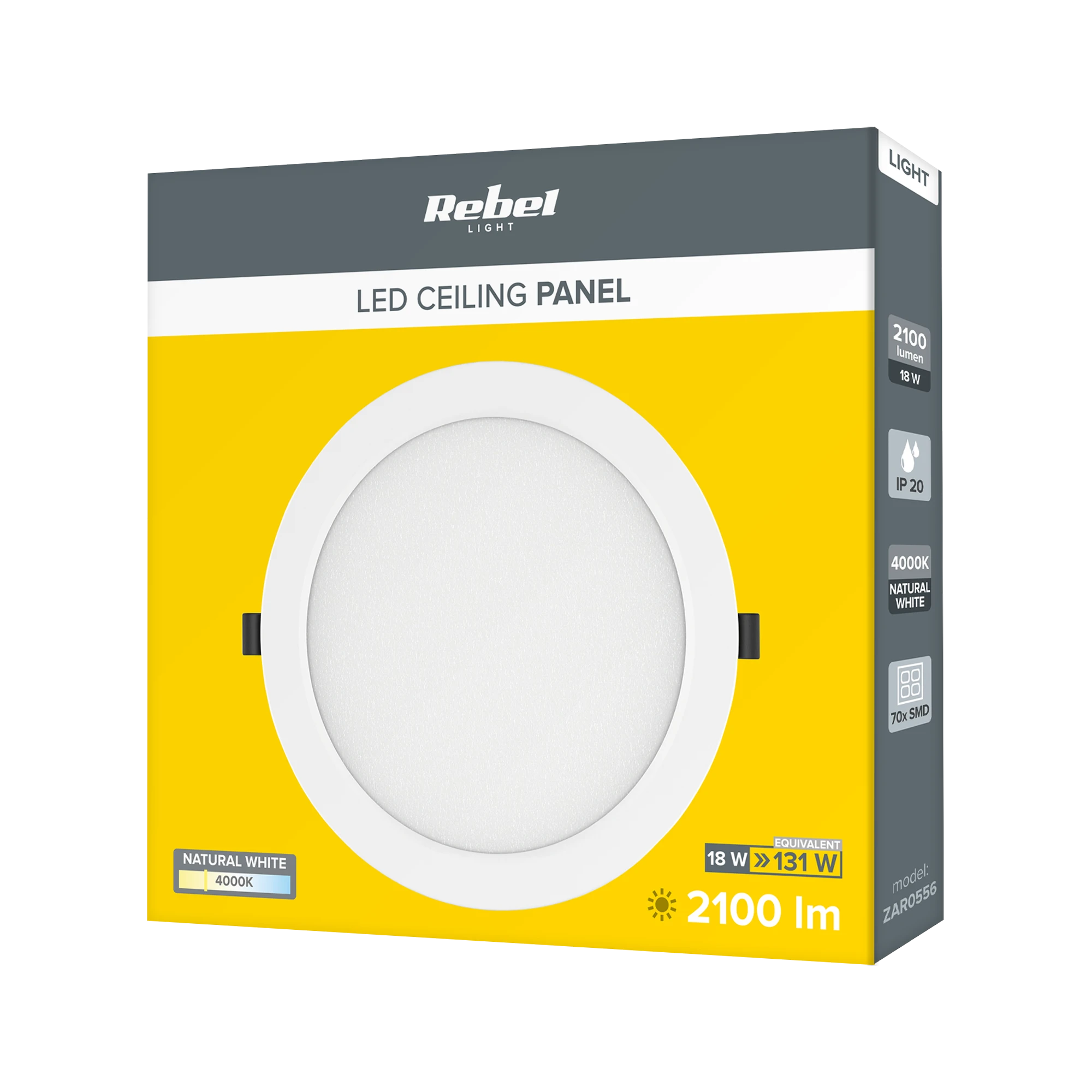 LED lubinis šviestuvas 18W Rebel 4000K 230V