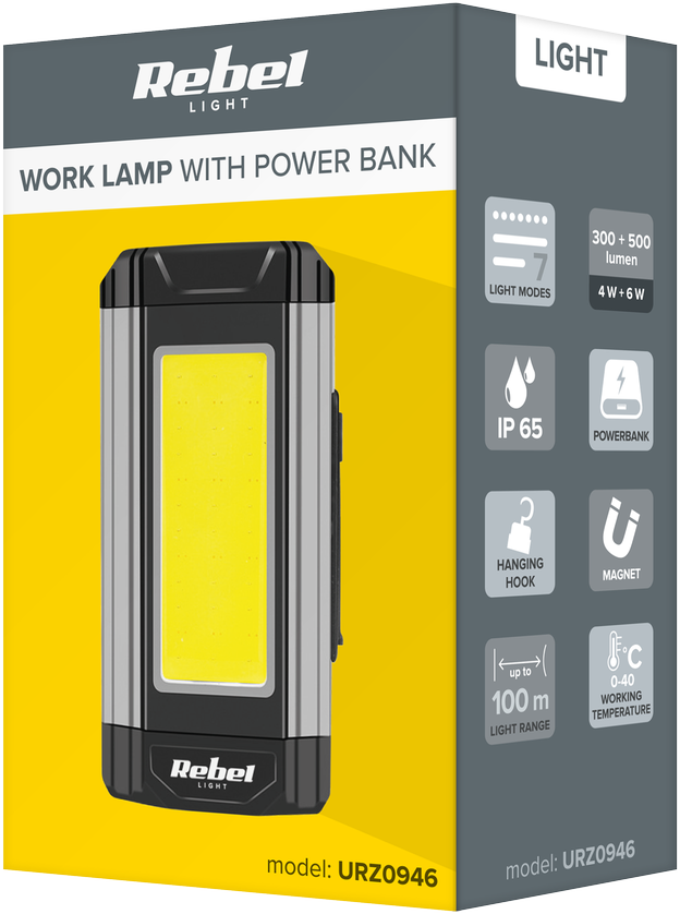 Rebel LED dirbtuvių lempa - 15W