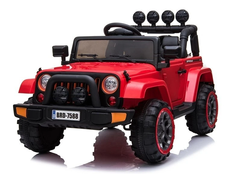 Lean Cars Akumuliatorinis vienvietis automobilis vaikams Jeep BRD-7588, 4x4, raudonos spalvos