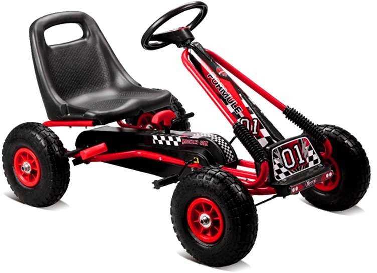 Lean Cars Gokart raudoni A-15 pripučiami ratai