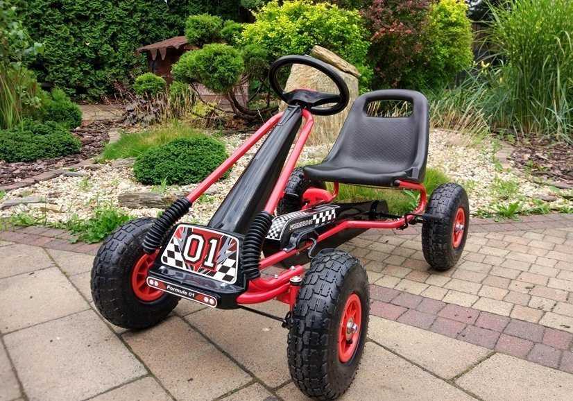 Lean Cars Gokart raudoni A-15 pripučiami ratai
