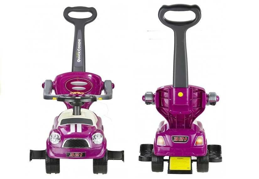 Lean Cars Vaikiškas vežimėlis su gidu ir stūmikliu „Violetinė Sounds“