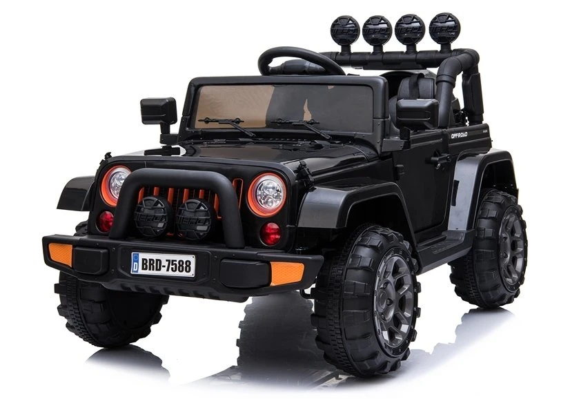 Lean Cars Akumuliatorinis vienvietis automobilis vaikams Jeep BRD-7588, 4x4, juodos spalvos