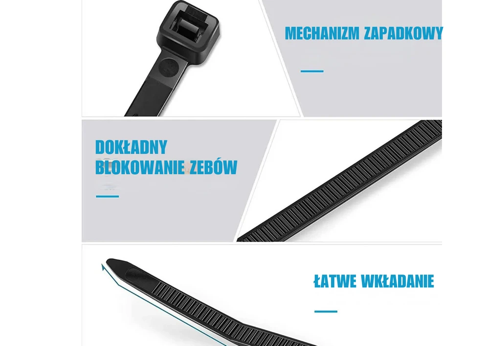 Lean Juodos nailoninės užspaudžiamos juostos, 3,6x300mm, 100 vnt.