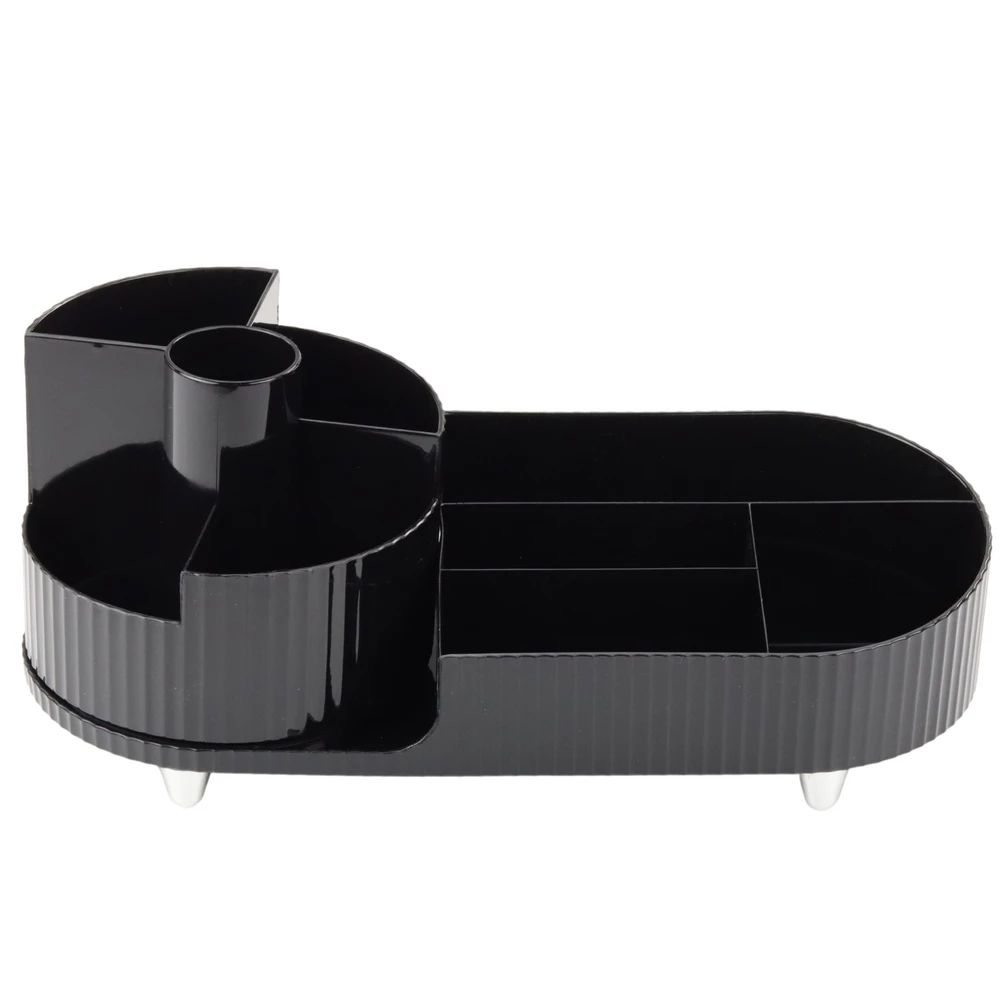 Lean Dėklas kosmetikai ir biuro reikmenims, juodas, 360° sukinėjamas, 34.5x14.7x14.3 cm