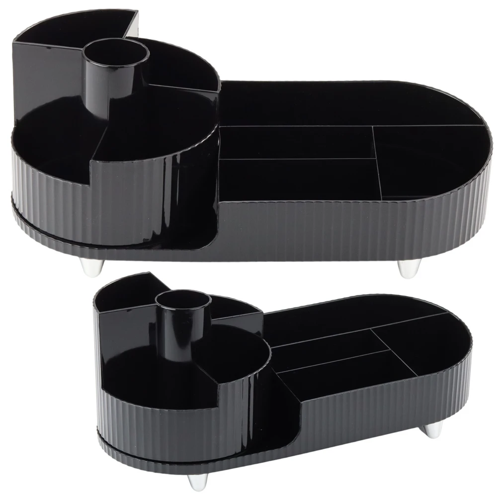 Lean Dėklas kosmetikai ir biuro reikmenims, juodas, 360° sukinėjamas, 34.5x14.7x14.3 cm