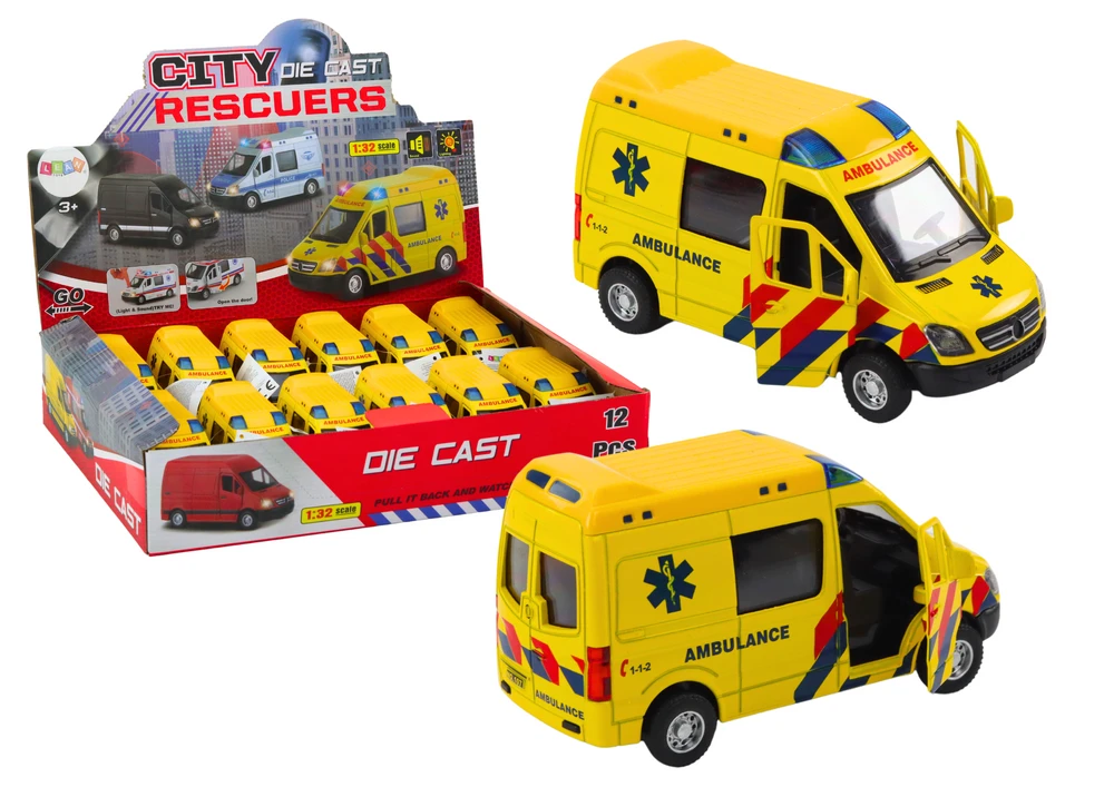 Lean Toys Geltona Greitoji Pagalba Modelis 1:32 su Šviesomis ir Garsais