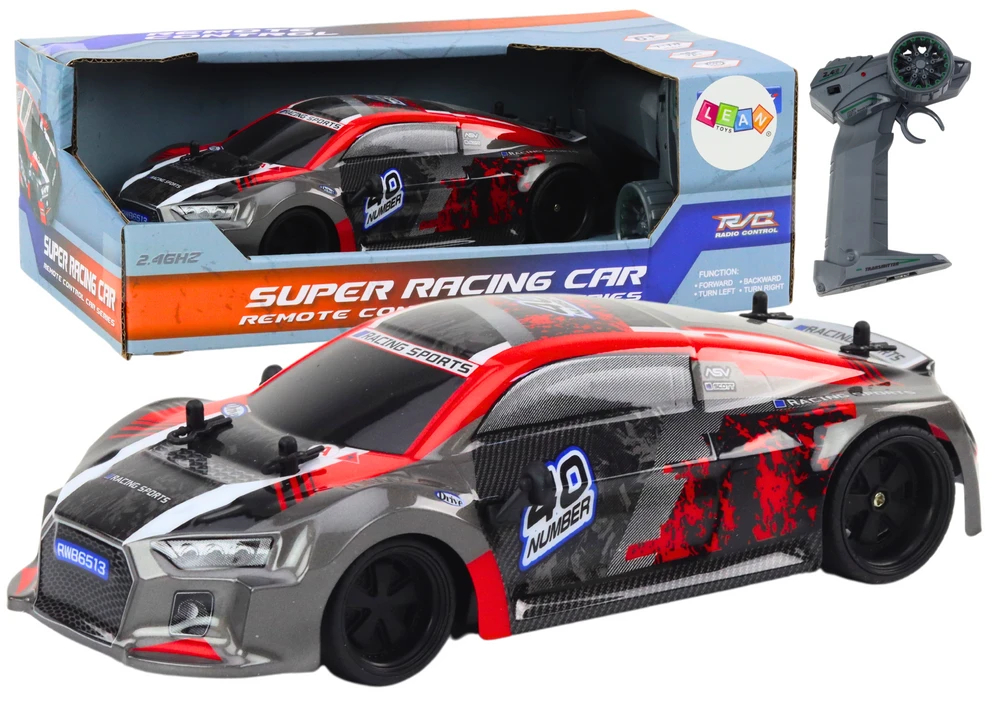 Lean Toys Nuotolinio Valdymo Automobilis 1:18 Guminiai Ratai Raudonas