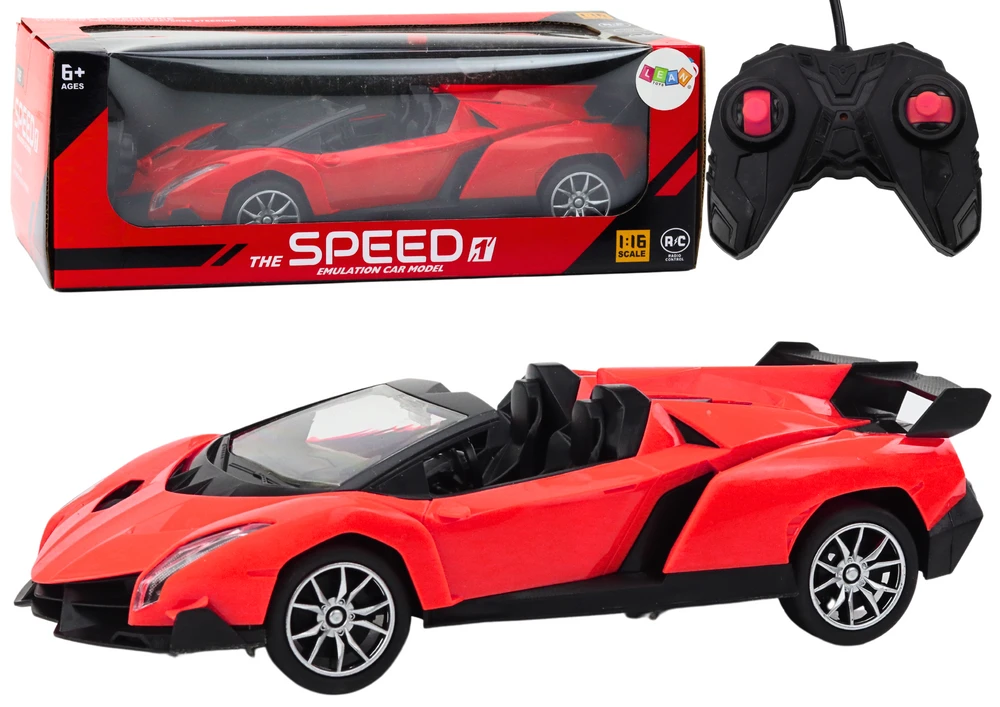 Lean Toys Nuotoliniu būdu valdomas raudonas sportinis automobilis RC 1:16