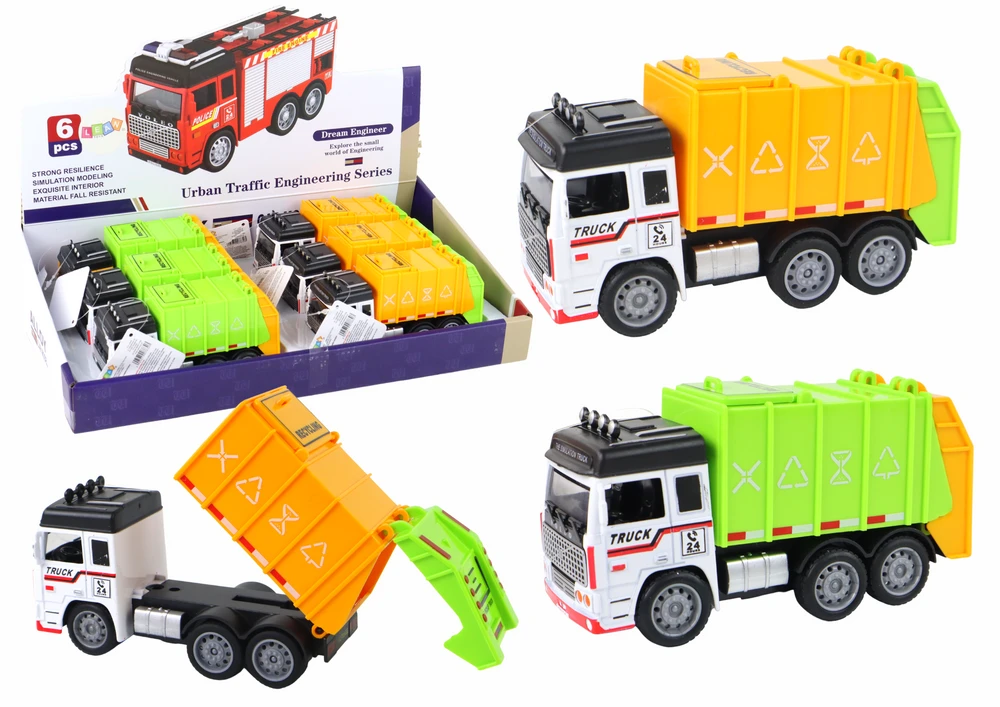 Žaislinis šiukšliavežės automobilis Lean Toys, 13x7x5 cm, 1 vnt